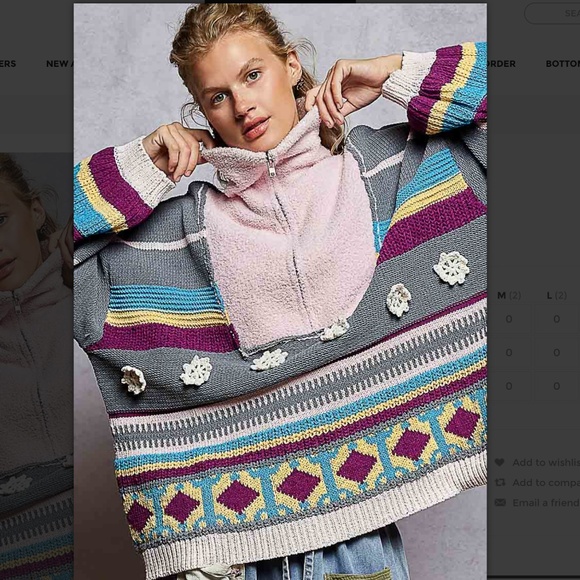 POL “ Laynee “ POL Chenille Sweater with Outseam Edge and Patch Detail 54 - Picture 2 of 4